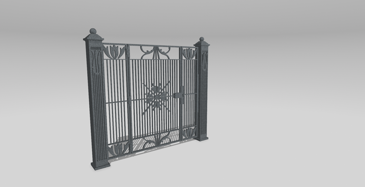 Functional 1:12 Scale Decorative Security Gate – STL / Diorama Prop