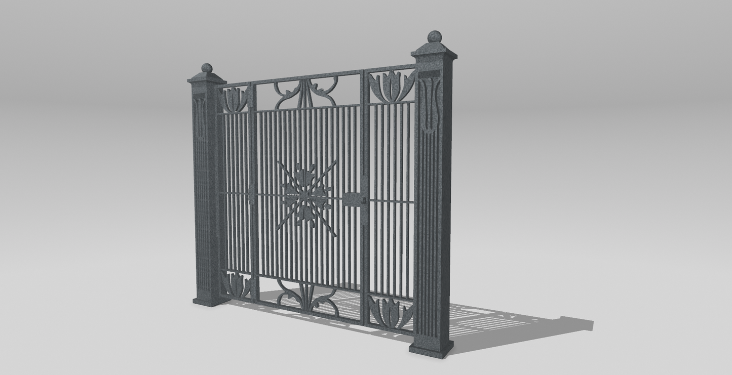 Functional 1:12 Scale Decorative Security Gate – STL / Diorama Prop
