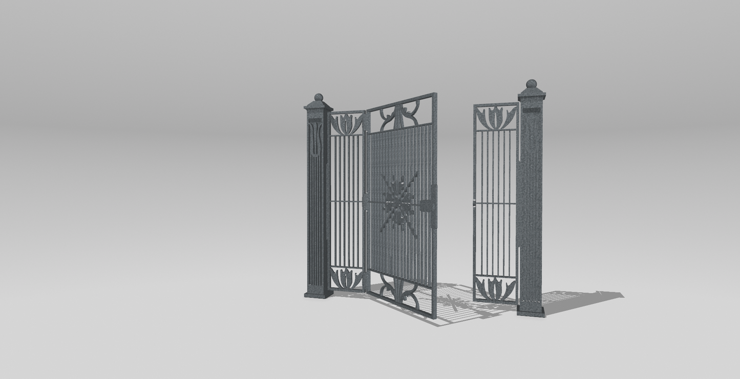 Functional 1:12 Scale Decorative Security Gate – STL / Diorama Prop