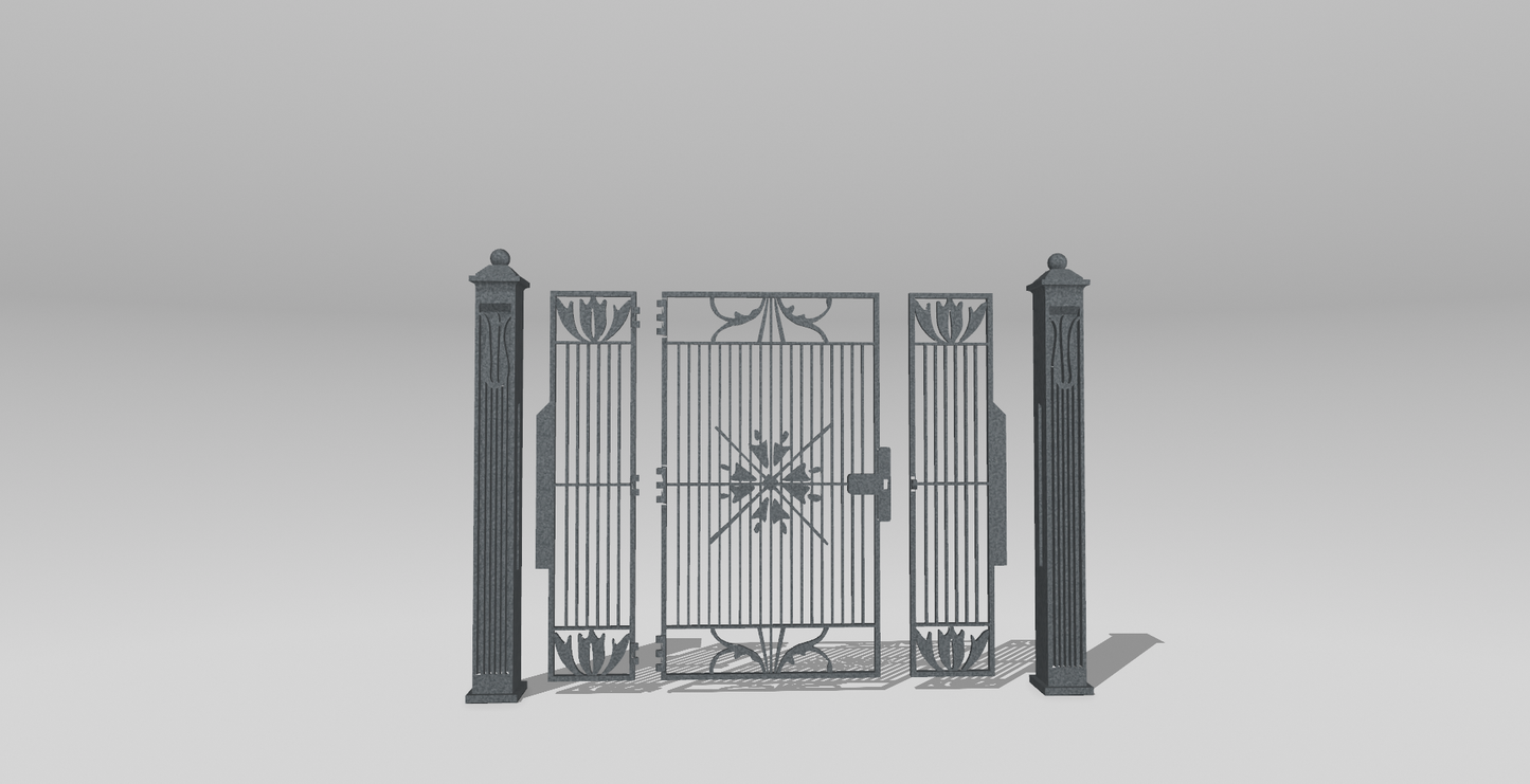 Functional 1:12 Scale Decorative Security Gate – STL / Diorama Prop