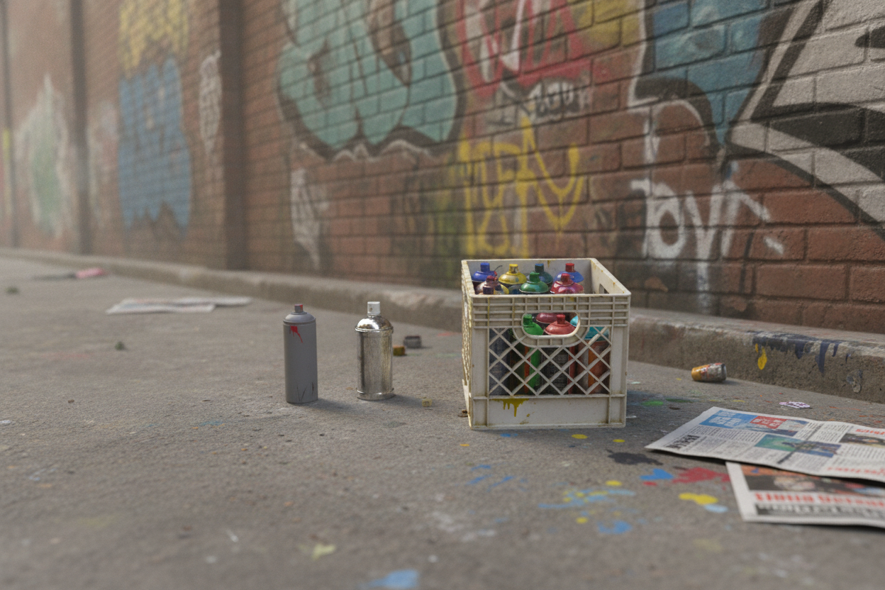 1:12 Scale Spray Paint & Milk Crate Set