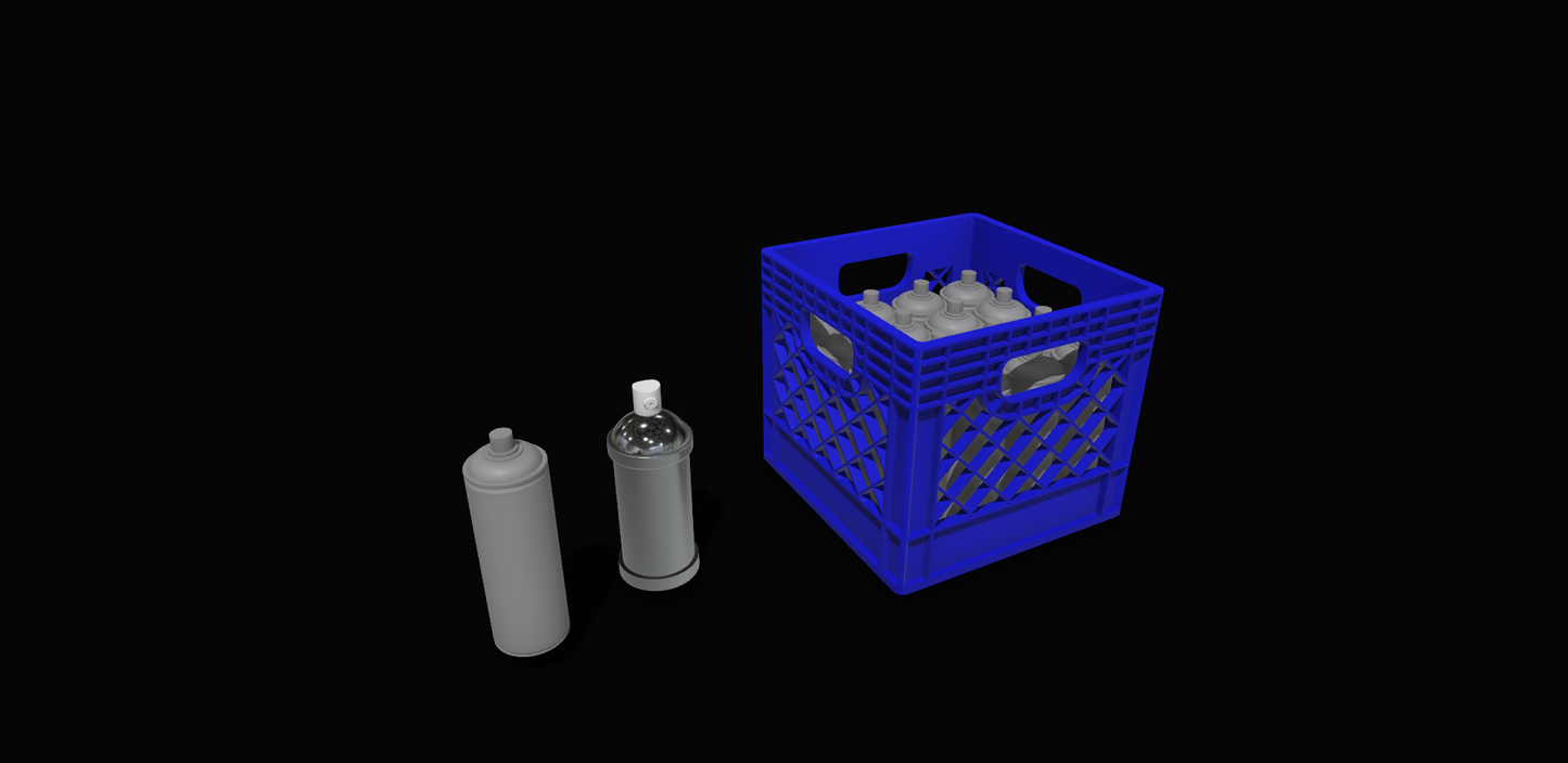 1:12 Scale Spray Paint & Milk Crate Set