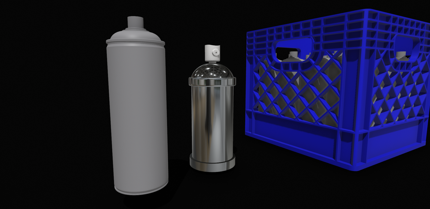 1:12 Scale Spray Paint & Milk Crate Set